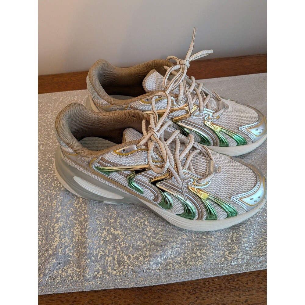 PUMA Inverse Shimmer Sneakers Womans Size 8 US White Green Gold Metallic Runners - Picture 3 of 12